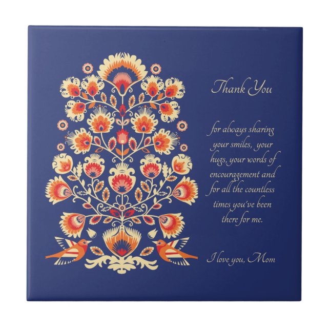 Thank you Mum customisable Folklore Ceramic Tile (Front)