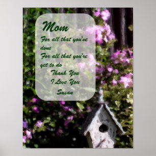 Thank You Mum Flower Garden Art Personalised Poster