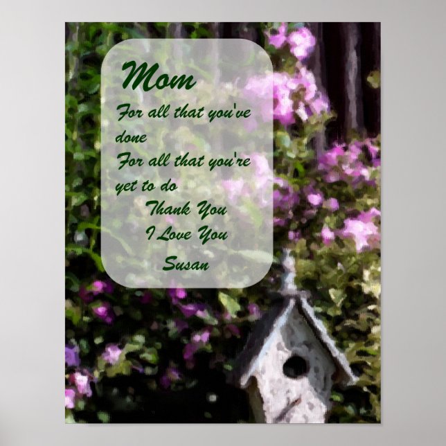 Thank You Mum Flower Garden Art Personalised Poster (Front)