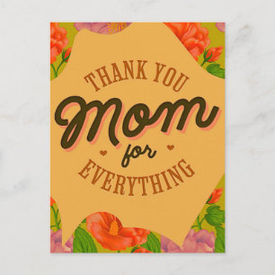 Thank You Mum for Everything Mother's Day Greeting Postcard