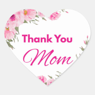 Thank You Mum Heart Sticker Mother Appreciation