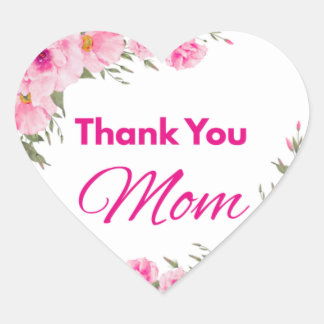 Thank You Mum Heart Sticker Mother Appreciation