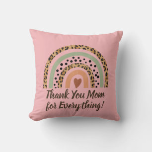 Thank You Mum Leopard Spots Print Rainbow Pink Cushion