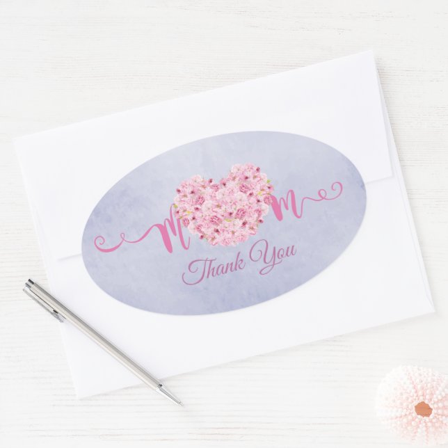 Thank You Mum Oval Sticker (Envelope)