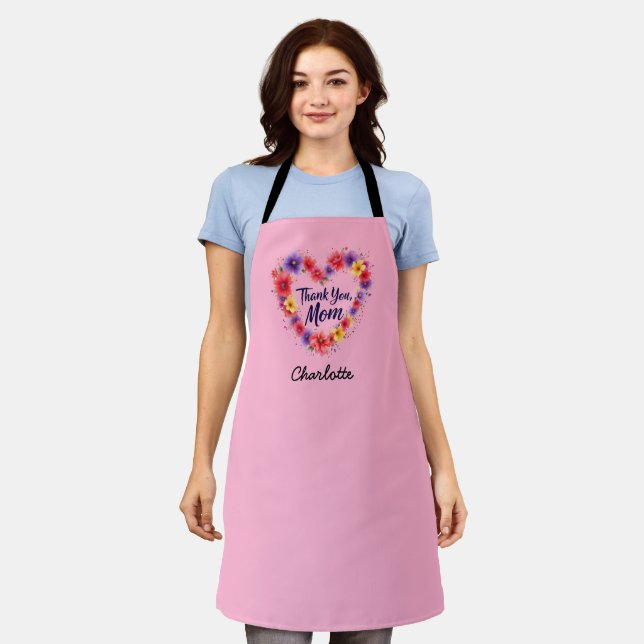Thank You Mum | Personalised Floral Mother's Day Apron (Worn)