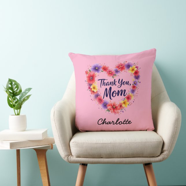 Thank You Mum | Personalised Floral Mother's Day Cushion (Chair)