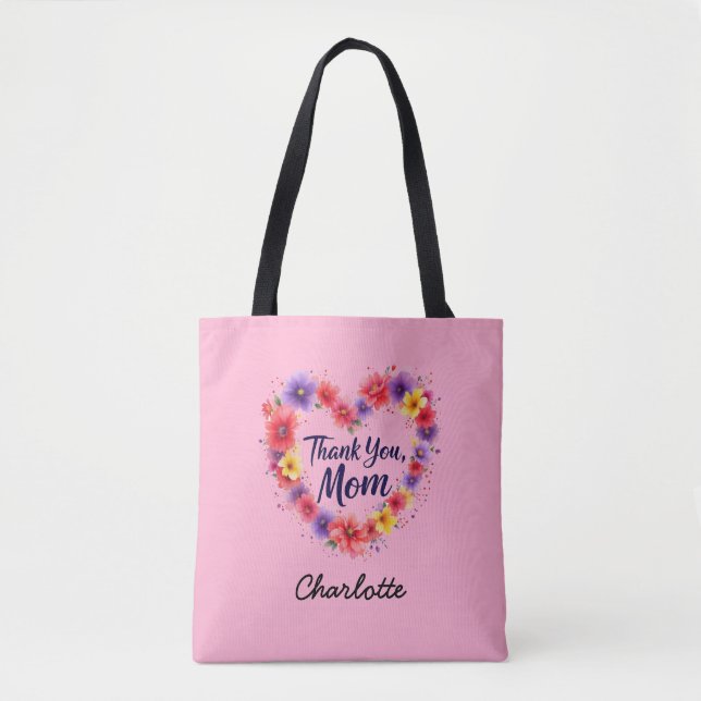 Thank You Mum | Personalised Floral Mother's Day Tote Bag (Front)