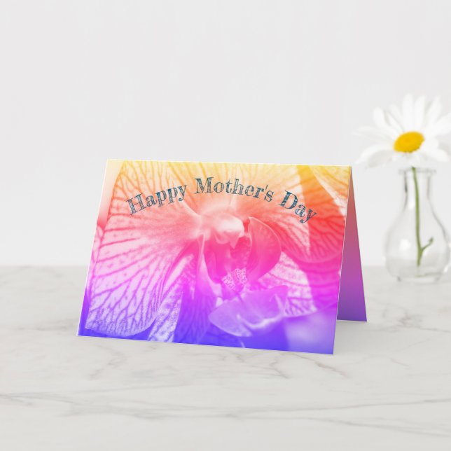Thank You Mum Rainbow Orchid Flower Mother's Day  Card (Small Plant)