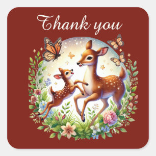 Thank you Mummy baby deer  Square Sticker