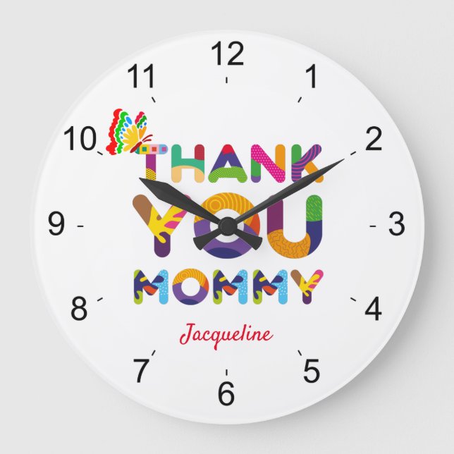 Thank You Mummy Colourful Large Clock (Front)