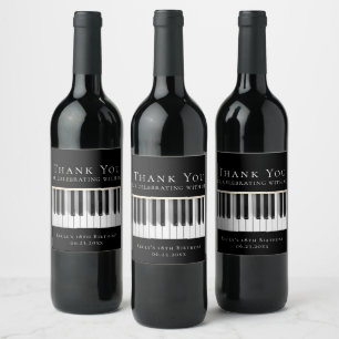 Thank you music piano wine label