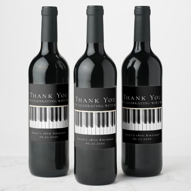 Thank you music piano wine label (Bottles)