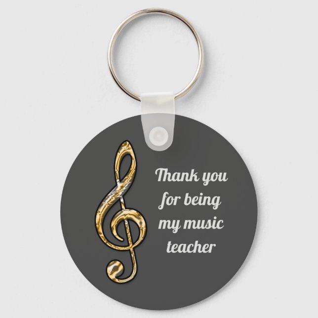 Thank You Music Teacher Clef Symbol Appreciation Key Ring (Front)