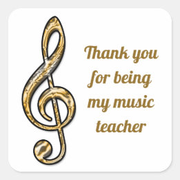 Thank You Music Teacher Clef Symbol Appreciation Square Sticker