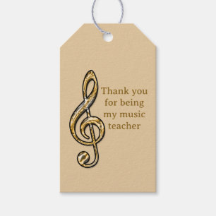 Thank You Music Teacher Gold Silver Treble Clef Gift Tags