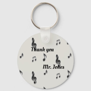 Thank You Music Teacher Musical Note Pattern Key Ring