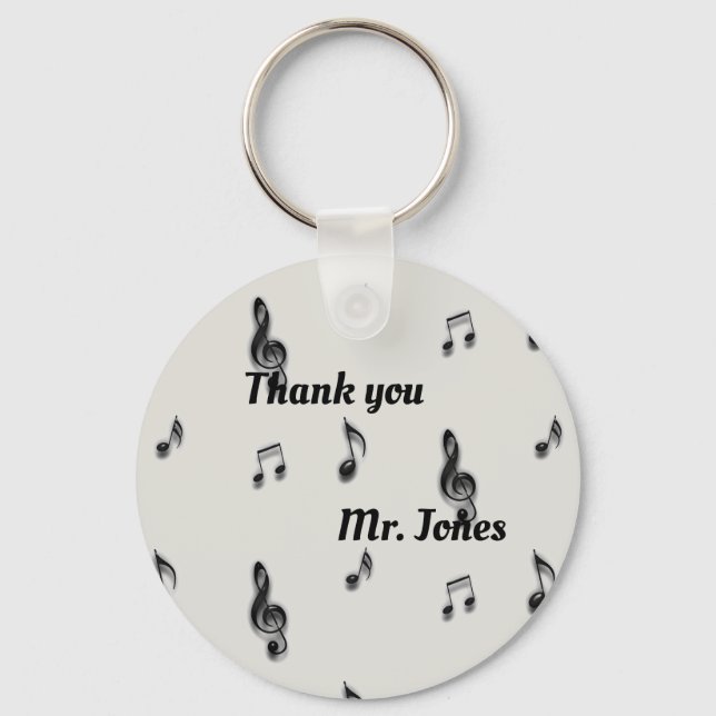 Thank You Music Teacher Musical Note Pattern Key Ring (Front)