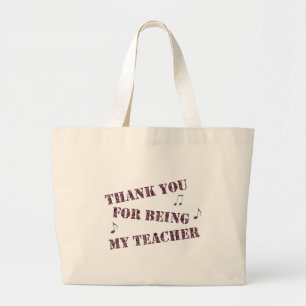 Thank You Music Teacher Musical Notes Appreciation Large Tote Bag