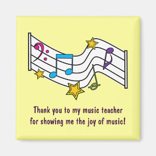 Thank You Music Teacher with Notes and Stars Magnet