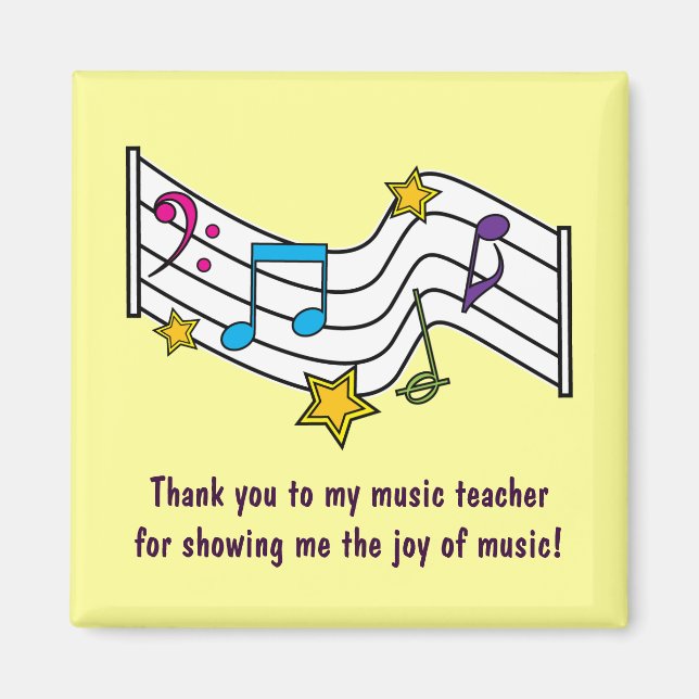 Thank You Music Teacher with Notes and Stars Magnet (Front)