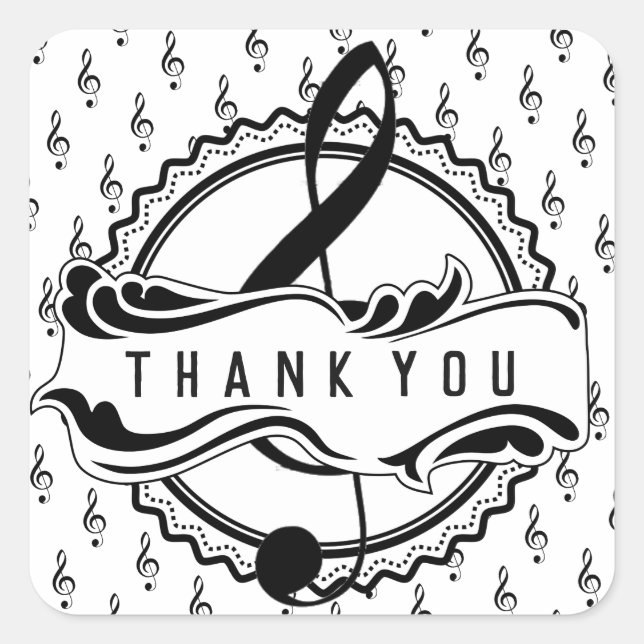 Thank You Musical Treble Clef Sticker (Front)