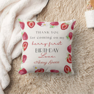 Thank You My Berry First Birthday Cute Strawberry Cushion
