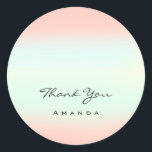 Thank You Name 16th Bridal Blush Ombre Pastels Classic Round Sticker<br><div class="desc">florenceK design</div>
