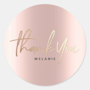 Thank You Name 16th Bridal Delicate RoseGold Party Classic Round Sticker