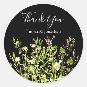Thank You Name 16th Bridal Meadow Gold Black Green Classic Round Sticker