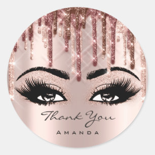 Thank You Name 16th Bridal Rose Eyelash 3D drips Classic Round Sticker