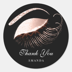 Thank You Name 16th Bridal Rose Glitter Eyes Black Classic Round Sticker