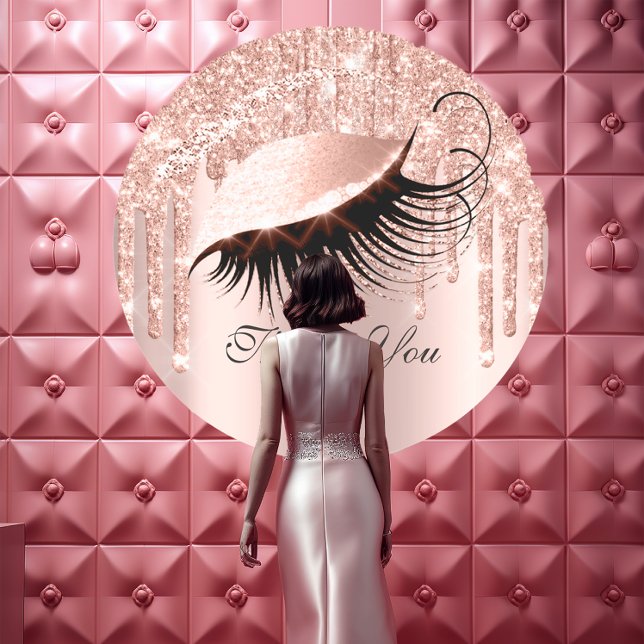 Thank You Name 16th Bridal Rose Glitter Eyes Classic Round Sticker (Thank You Name 16th Bridal Rose Glitter Eyes Classic Round Sticker)