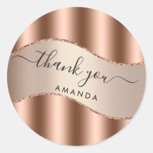 Thank You Name 16th Bridal Rose Gold Wedding Classic Round Sticker