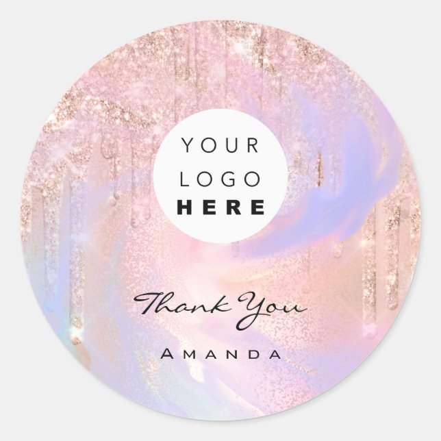 Thank You Name 16th Bridal Rose Holograph Qr Logo Classic Round Sticker (Front)