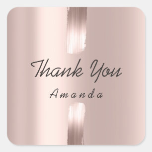 Thank You Name 16th Bridal Rose Strokes Blush Lux Square Sticker
