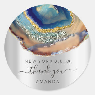 Thank You Name 16th Bridal Wedding Grey Amethyst Classic Round Sticker