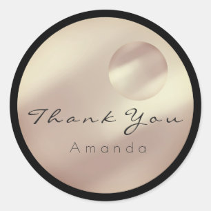 Thank You Name Copper Silver Black Rose Gold Classic Round Sticker