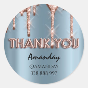 thank you Name Drips Rose Instagra teal Classic Round Sticker
