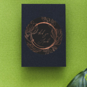 Thank You Name Floral Copper Black Wedding Bridal  Classic Round Sticker