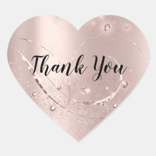 Thank You Name Glitter Rose Bridal Sweet 16th Heart Sticker