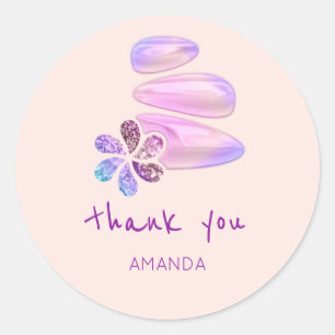 Thank You Name Holograph Flower SPA Wellness Classic Round Sticker