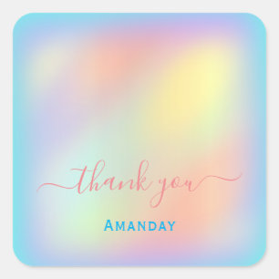 Thank You Name Holographic Makeup Ombre Square Sticker