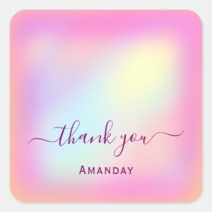 Thank You Name Hoooggraaphic Pink  Sweet16th Square Sticker
