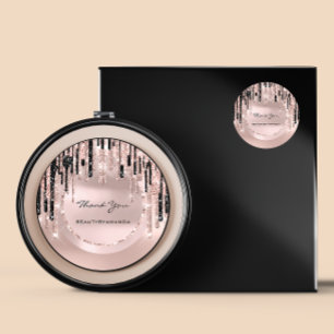 Thank You Name  Makeup Artist  Drips Rose Glitter Classic Round Sticker
