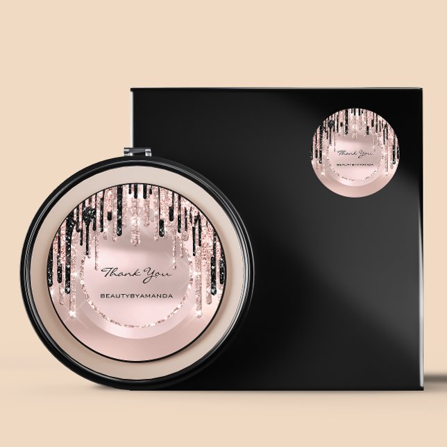 Thank You Name  Makeup Artist  Drips Rose Glitter Classic Round Sticker (Creator Uploaded)
