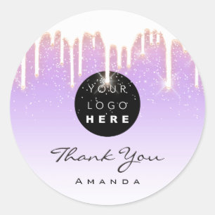 Thank You Name Makeup Artist Purple Rose. Logo Classic Round Sticker