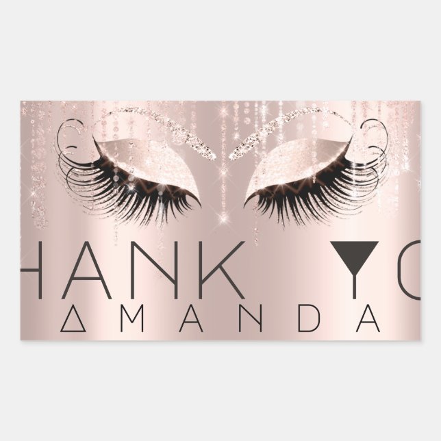 Thank You Name Minimal Rose Bridal Sweet 16th Rectangular Sticker (Front)