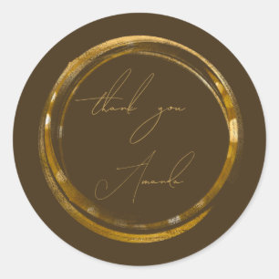 Thank You Name Seal Brown Gold Small Business