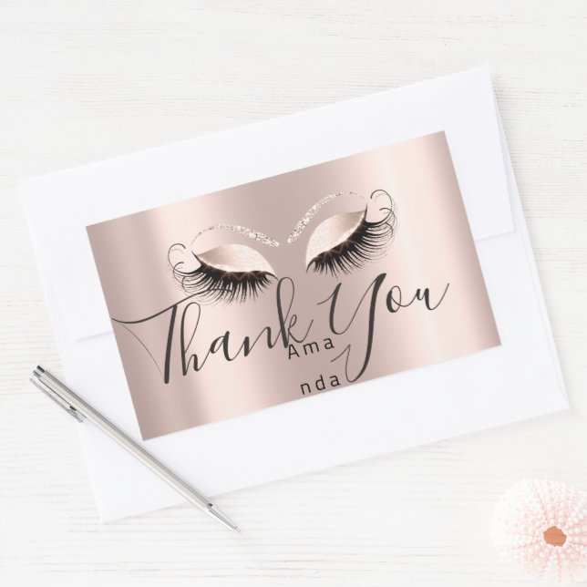 Thank You Name Simply Rose Bridal Sweet 16th Rectangular Sticker (Envelope)