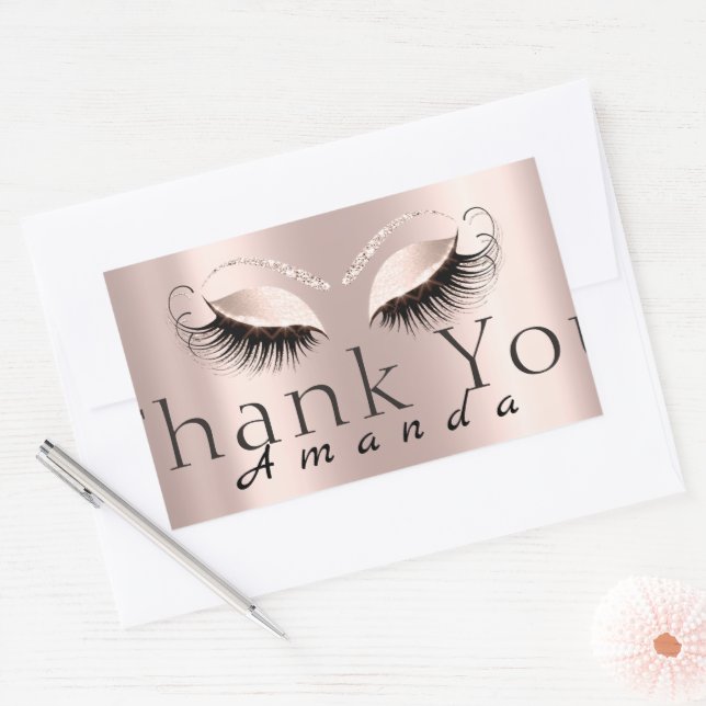 Thank You Name Simply Rose Bridal Sweet 16th Rectangular Sticker (Envelope)